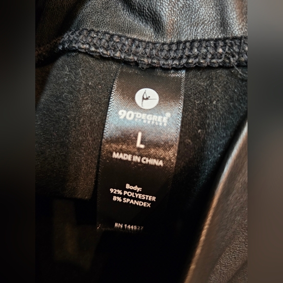 90 Degree by Reflex Faux Leather Black Leggings Size Large Stretch High Rise - Picture 3 of 6